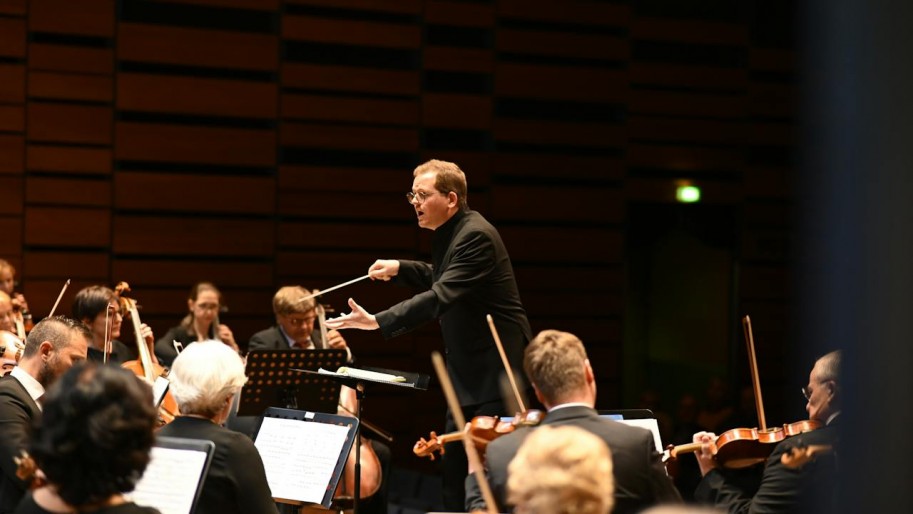 Orchestra and Conductor During the Performance