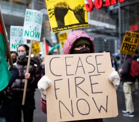 Pro-Palestinian Protestors March Outside New York Times Building