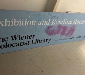 Graffiti-Stricken Sign Belonging to the Wiener Holocaust Library