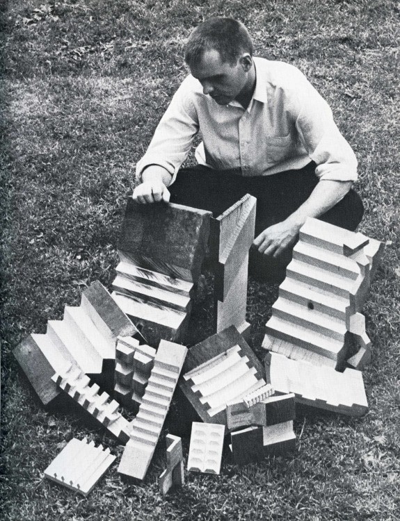 Carl Andre with Radial Arm Saw-Cut Sculptures